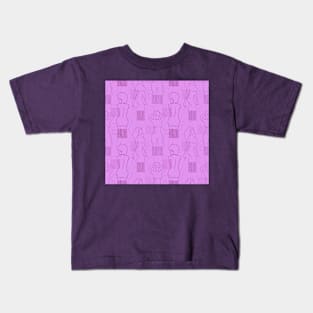 Purple woman-shaped comb on pink background Kids T-Shirt